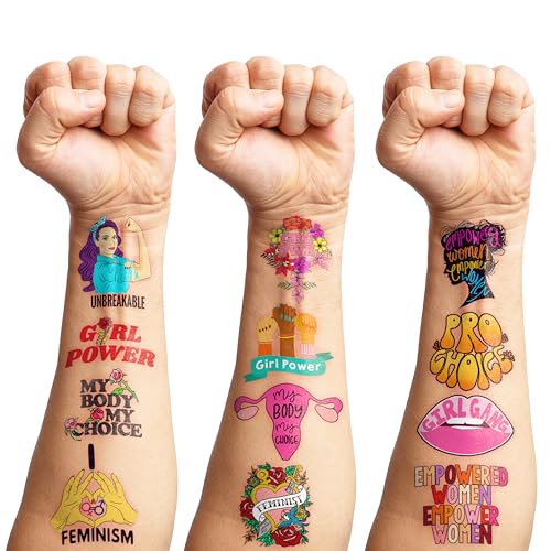 96PCS Feminist Temporary Tattoos - Women Power Party Favors