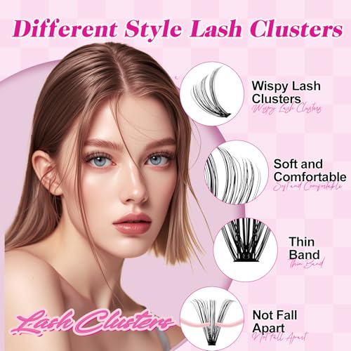 FADLASH Lash Clusters Kit 640PCS - Natural D Curl 8-16mm