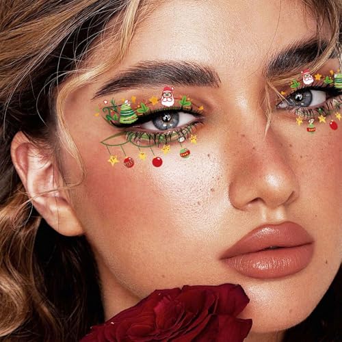 10Pcs Christmas Temporary Tattoos - Festive Holiday Face Stickers