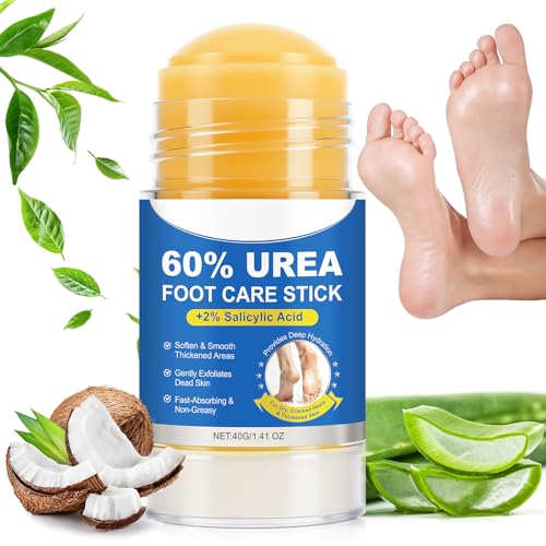 Urea Foot Care Stick with 60% Urea & 2% Salicylic Acid - Moisturizing Cream for Dry Cracked Heels