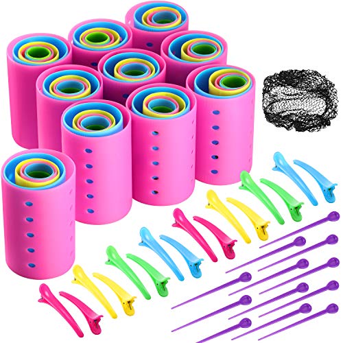 60-Piece Hair Rollers Set with Clips & Pins – 6 Sizes