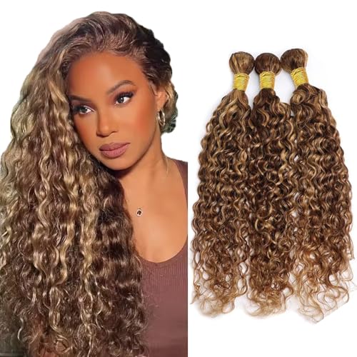 Honey Blonde Water Wave Bundles - 300g Virgin Human Hair, 3 Pack (20, 22, 24 Inch)