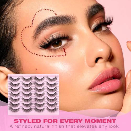 Kiromiro False Eyelashes 14mm 3D Mink Wispy Cat Eye 14 Pairs