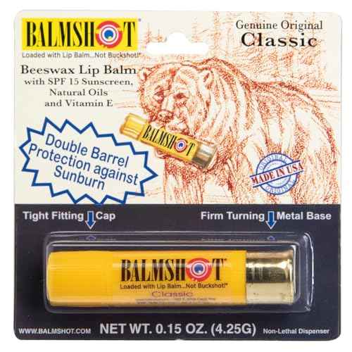 Pack of 12 - Balmshot Genuine Original Classic Beeswax Lip Balm, SPF 15, 0.15 oz