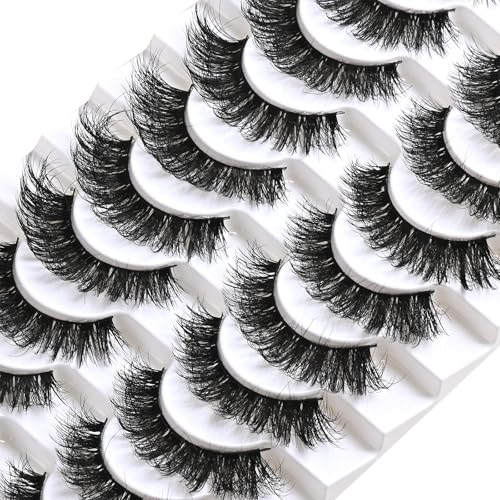 FARRED Cat Eye Faux Mink False Lashes - Wispy & Fluffy 10 Pairs