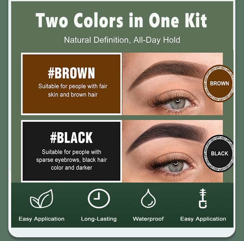 Eyebrow & Eyelash Tint Kit - Black & Brown, 10 Applications