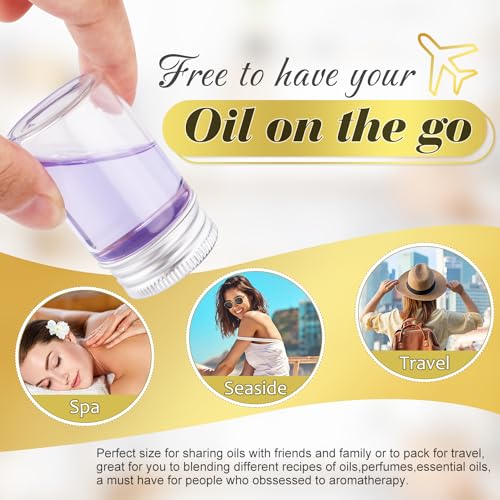 20ml Clear Glass Essential Oil Bottles - 50 Pack with Aluminum Lids