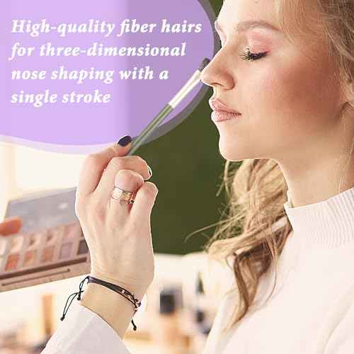 Thinp 2 Pieces Nose Contour Brush Half Fan-Shape Nose Shadow Brush Angled Concealer Brush Under Eye Blush Brush Highlighter Brush for Blending Liquid Cream Powder Cosmetics