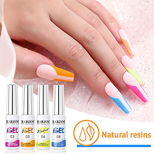 RARJSM Nail Art Gel Liner 12 Color Painted Gel Nail Polish Set and 6pcs Nail Brushes Set with Pen Holder Dotting Painting Design Tools
