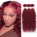 Burgundy Water Wave Human Hair Bundles 14-18 inch 150g