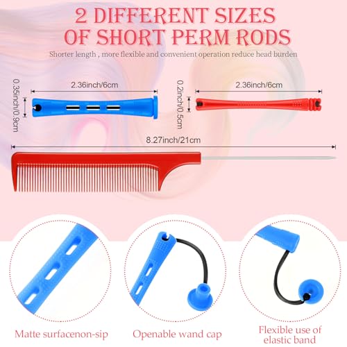 WILLBOND 72 Pcs Hair Perm Rods Set with Pintail Comb