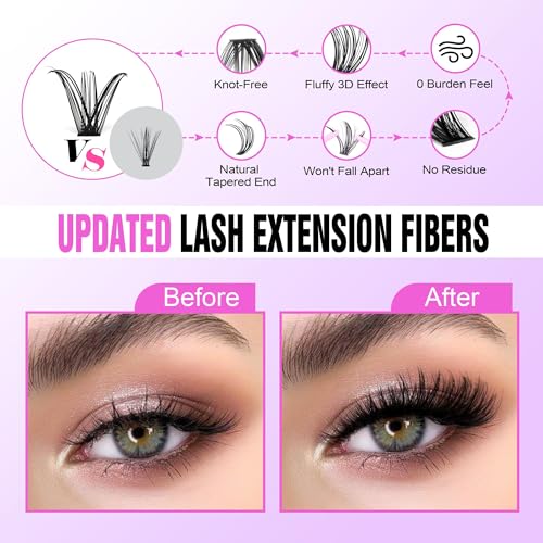 Pawotenes 280pc Cluster Lashes Kit with Bond & Seal 9-16mm