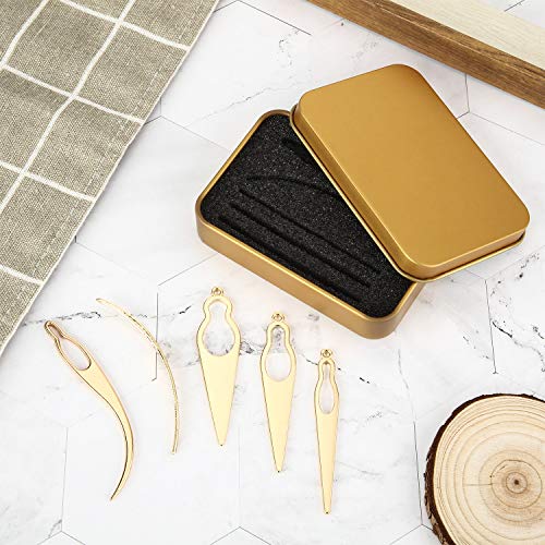 WILLBOND 5 Pieces Dreadlocks Tools Sisterlocks Craft Dreadlocks Hair Extensions Locs Tightening Accessories Easyloc Hair Tool with 1 Metal Gift Box (Gold)