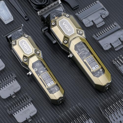 VGR Professional Cordless Hair Clippers & Trimmer Set - Black