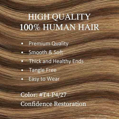 DNE Tape in Hair Extensions Real Human Hair 18 inches 20Pcs/50g/Pack Seamless Dark Brown to Chestnut Brown#T4-P4/27 Straight Invisible Double Sided Tape in Hair Extensions for Women/Girls