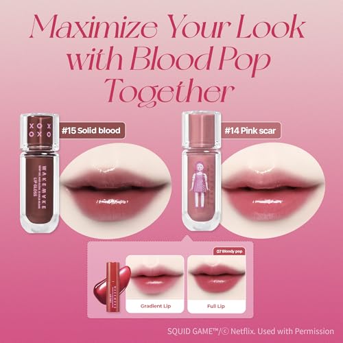 WAKEMAKE Squid Game Dewy Gel Maxi Gloss - Long-Lasting Lip Set