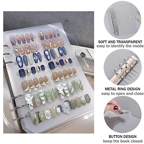 Press On Nail Organizer Storage Book with 6 Pages & Tape