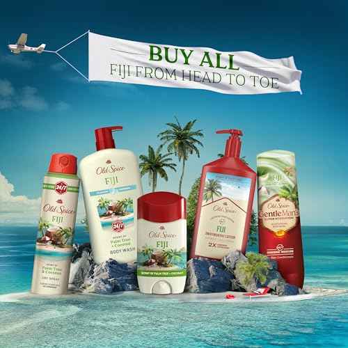 Old Spice Body Wash for Men, 24/7 Shower Fresh with Lasting Scent, Cleanse & Refresh, Gentle on Skin, Vitamin B3, Fiji with Palm Tree + Coconut Scent, 25 oz (Pack of 4)