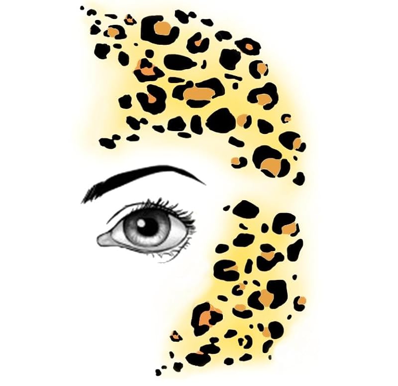 Leopard Face Tattoo Instant Facepaint Gold x2