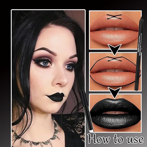 Black Matte Liquid Lipstick & Liner Set - Waterproof Long-Lasting