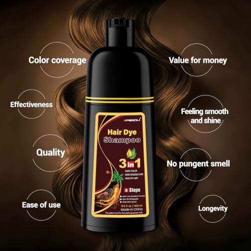 IIIMEIDU Chestnut Brown 3-in-1 Hair Dye Shampoo for Gray Hair Coverage