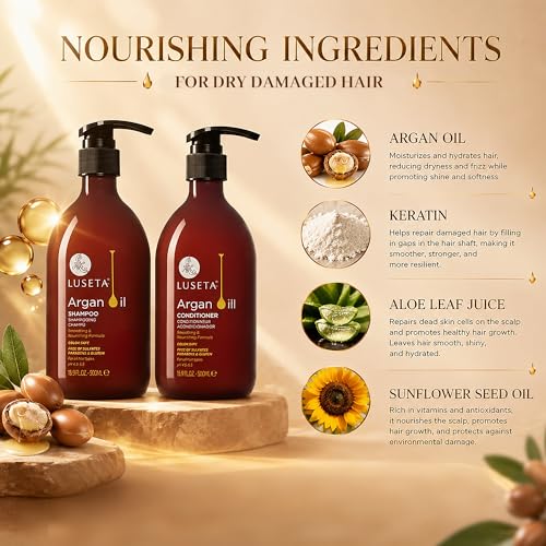 Luseta Argan Oil Shampoo & Conditioner Set, 2x16.9oz