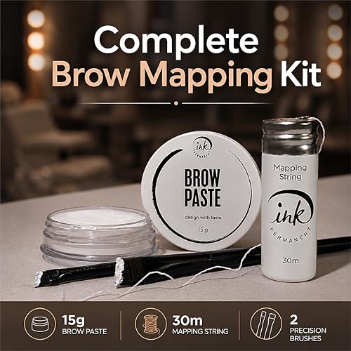 Eyebrow Mapping Kit with White Paste, 30m String & 2 Brushes