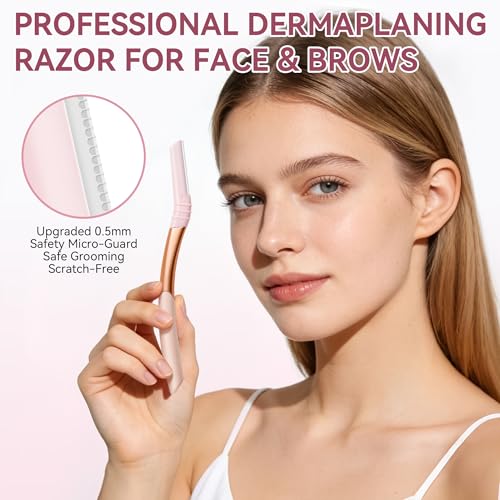 Eyebrow Razor Face Razor Dermaplaning Tool with 7 Blades & Silicone Cap