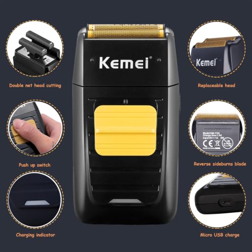 KEMEI Professional Cordless Hair Clippers & Trimmers Set Km-pg2299+2296+1102 Black