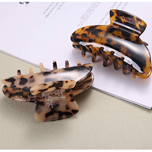 Fsmiling 2 Pack Large Hair Claw Clips - Tortoise Shell Design