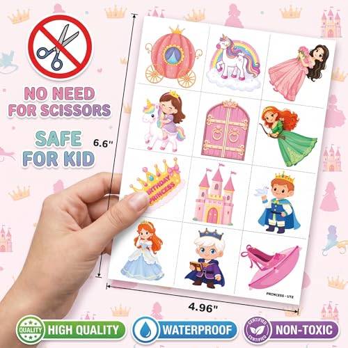 96 Princess Temporary Tattoos for Kids | Cute Party Favors