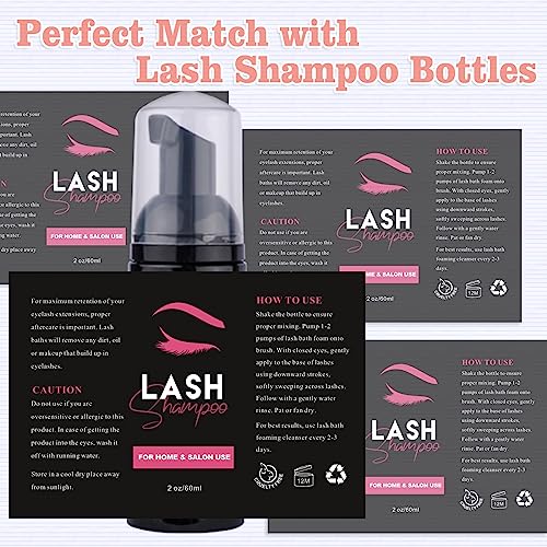 50PCS Lash Shampoo Label Stickers for Bottle, Lash Extension Stickers for Foam Pump Bottle Lash Bath Wash Label Personalised Stickers (A)