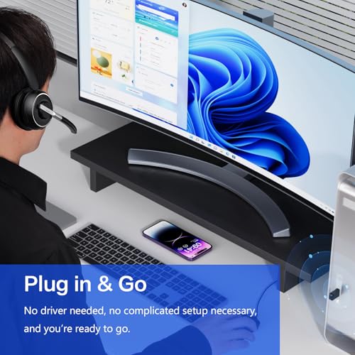 Bluetooth Headset with Microphone for PC - Noise Cancelling, USB Dongle & Mute Button