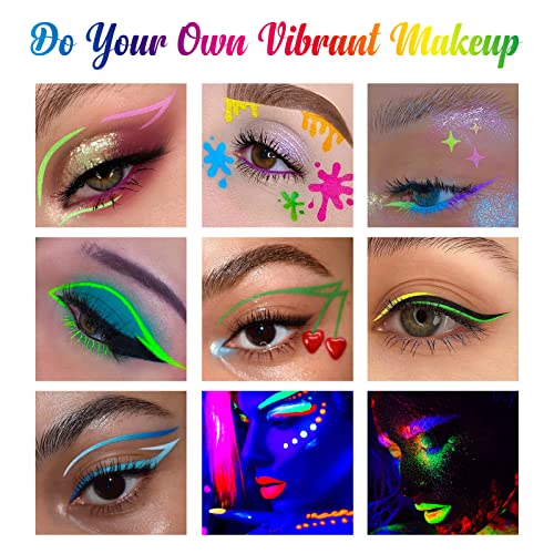 UV Neon Eyeliner Set, 8 Colors Waterproof Liquid Liner