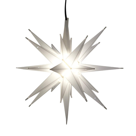 Elf Logic 12" Bright White LED Moravian Star Tree Topper - Hanging Outdoor/Indoor Christmas Tree Star Topper Light - Use as Holiday Decoration, Porch Light, Wedding and Ballroom Venue Decor