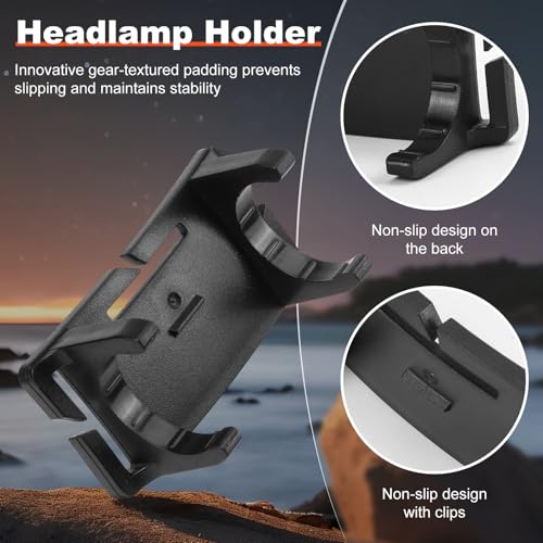 Lenporl Headlamp Strap with Bracket - 5 pcs Rechargeable LED Headlight Mount Clips for 22-26mm Flashlights