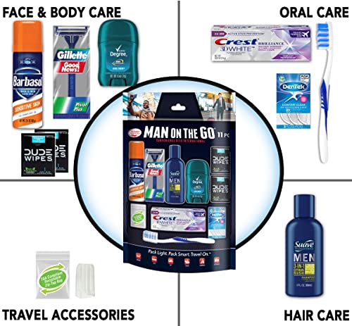 Men's 11-Piece Travel Toiletry Kit with TSA-Approved Size