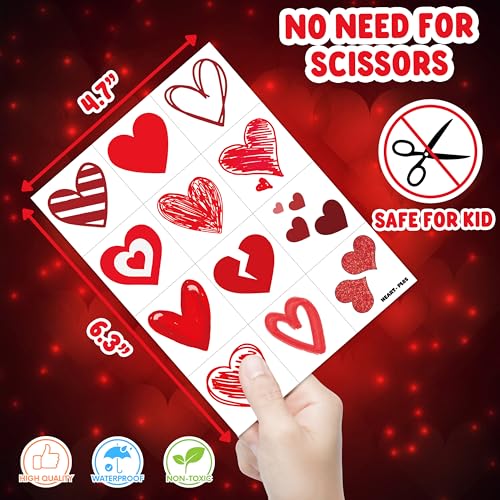 96PCS Red Heart Temporary Tattoos - Party Favors & Decorations