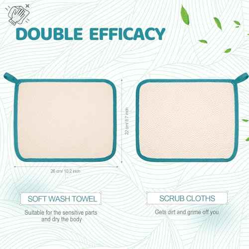 Tatuo 5 Pcs Exfoliating Face and Body Wash Cloths Towel Weave Bath Exfoliating Scrub Massage Bath Cloth for Women and Men, 10.63 x 9.05 Inch(Black Green Orange Blue Yellow Edge)