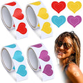Fainne 400 Pieces Tanning Bed Stickers for Body Heart Labels Perforated Self Adhesive Small Sun Stickers for Tanning, 100 Pieces Per Roll, 1.2 x 0.8 Inches(Heart Pattern)