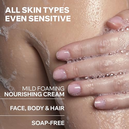 Uriage Cleansing Cream 6.8 fl.oz. | Face & Body Cleanser with 1/3 Nourishing Milk | 2 in 1 Care: Nourishing Shower Cream for all Skin Types, Suitable All the Family - Soap-Free