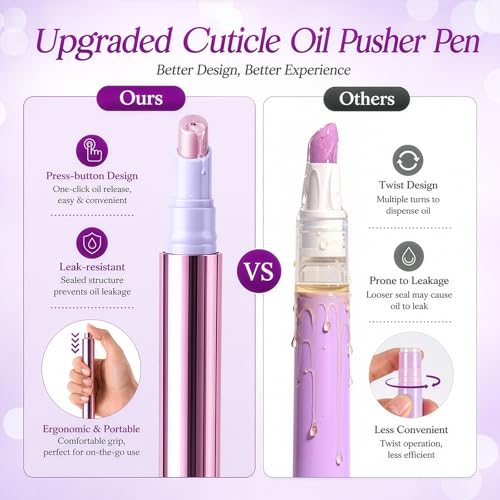 Babysun Cuticle Oil Pusher Pen - Press Type Ceramic Nail Care