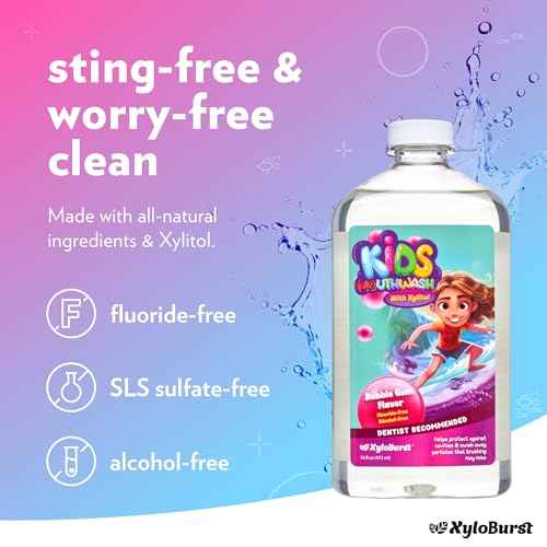 Xyloburst Oral Rinse Kids Mouthwash - Natural Xylitol Mouthwash, Fluoride Free Mouth Rinse with Aloe Vera, Alcohol Free, 16 fl oz