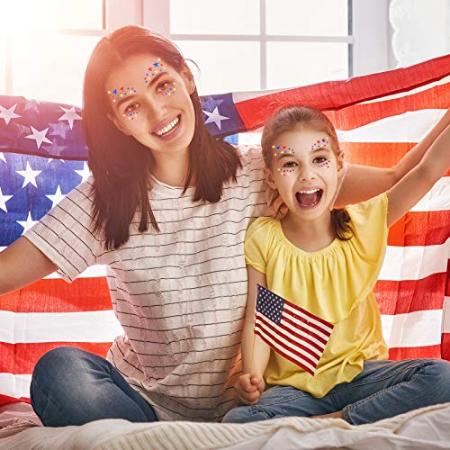 4th of July Face Gems - 6 Patriotic Rhinestone Stickers