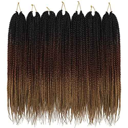 Crochet Box Braids Hair Pre-Looped Goddess Braids 7 Packs 3x Braiding Hair (18 Inch, 1B/30/27)