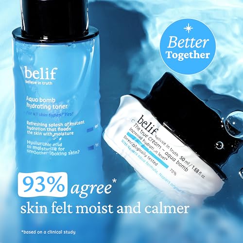 belif Niacinamide Hydrating Toner ? Aqua Bomb Lightweight Cooling Toner with Hyaluronic Acid, Soothing and Balancing Formula, Skin Barrier Repair and Radiant Skin, Korean Skincare, 5.07 fl oz
