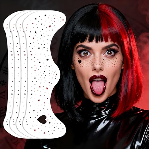 HQ Joker Face Tattoo Stickers - Black & Red Waterproof (8 Sheets)