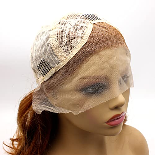 iwonawig Long Straight Auburn Synthetic Lace Front Hair Wig Heat Resistant Fiber Hair