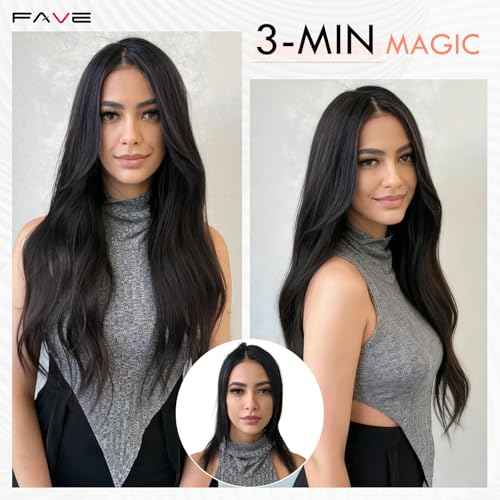 FAVE 18 Inch Clip in Human Hair Extensions 110g Seamless & Invisible Clip in Hair Extensions 100% Remy Human Hair Hairpieces for Volume & Length (Natural Black)