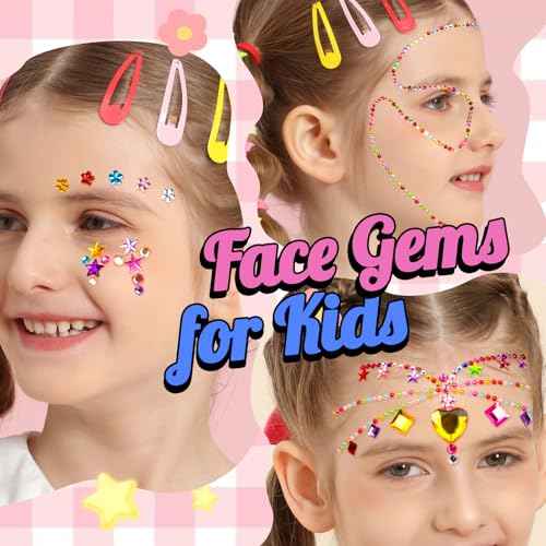 YGDZ 2000Pcs Gems Stickers, Self Adhesive Rhinestones Jewels Stickers for Crafting, Face Gems for Kids, Acrylic Bedazzled Diamond, Stick on Jewels for Crafts, Cheer Pins, Makeup